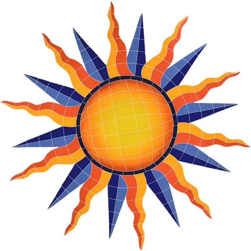Sun Medallion - Orange - Pool Mosaic