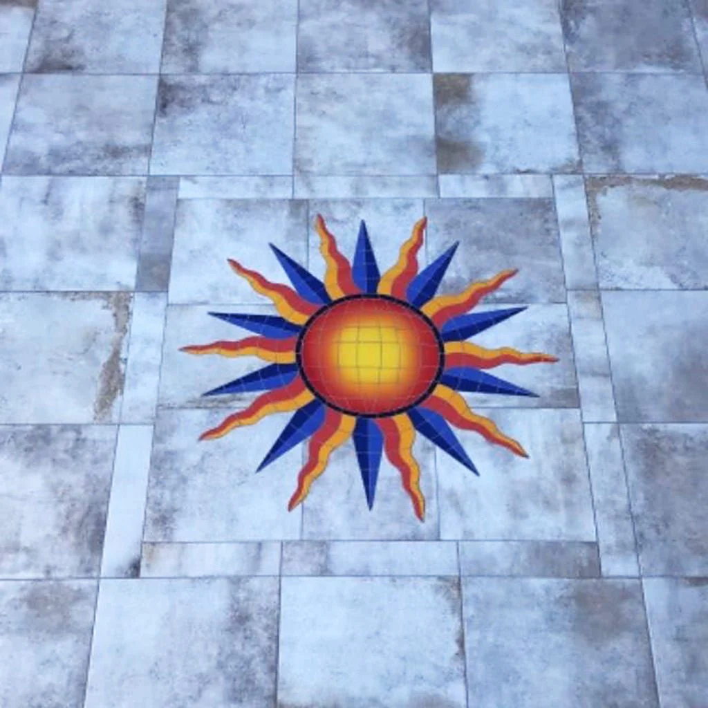 Sun Medallion - Orange - Pool Mosaic - Image 3