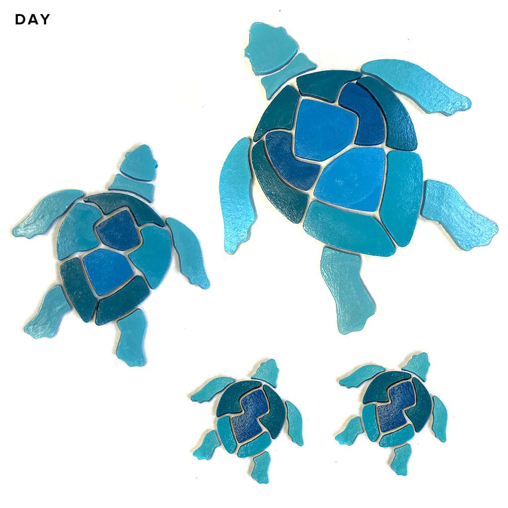 Swimming Turtle Family, Blue - Glow in the Dark Pool Mosaics - AquaBlu Exclusive! - Image 3