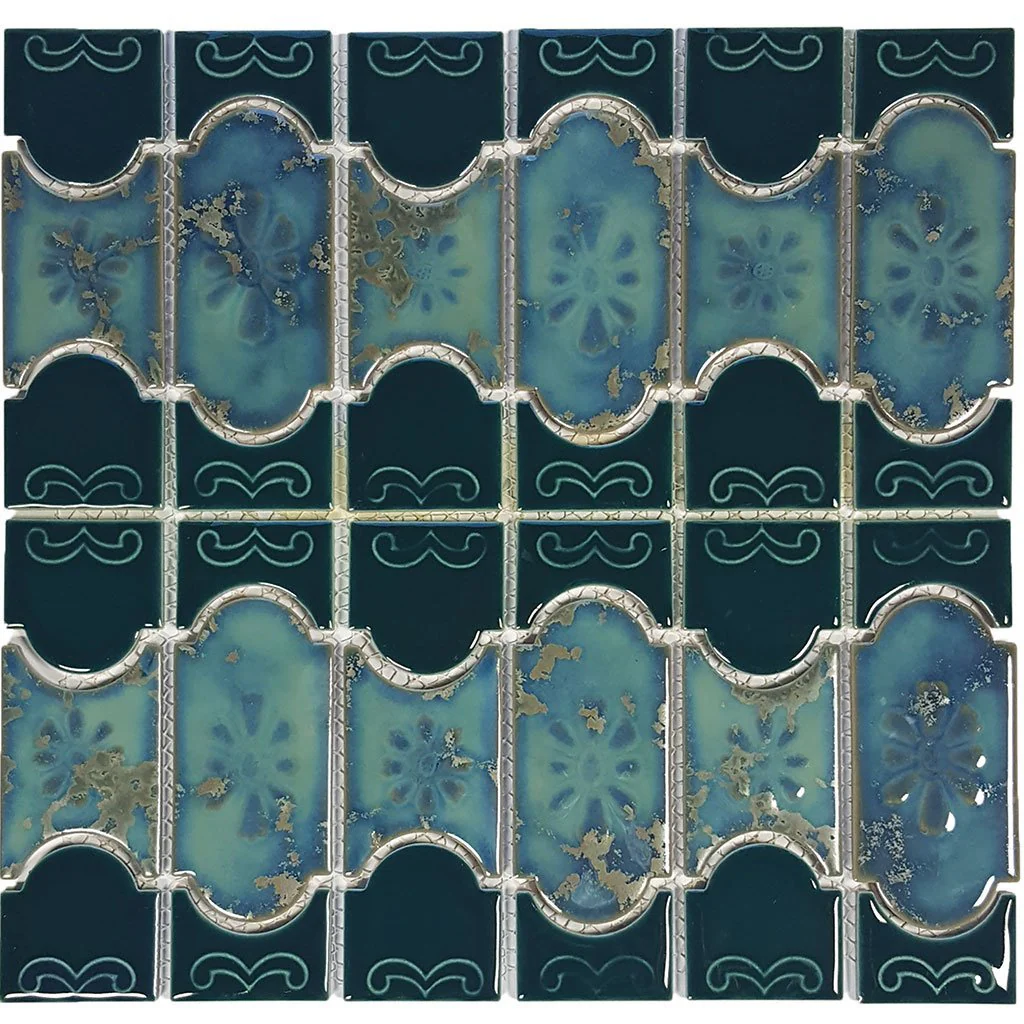Teal Green, Mosaic - Porcelain Pool Tile