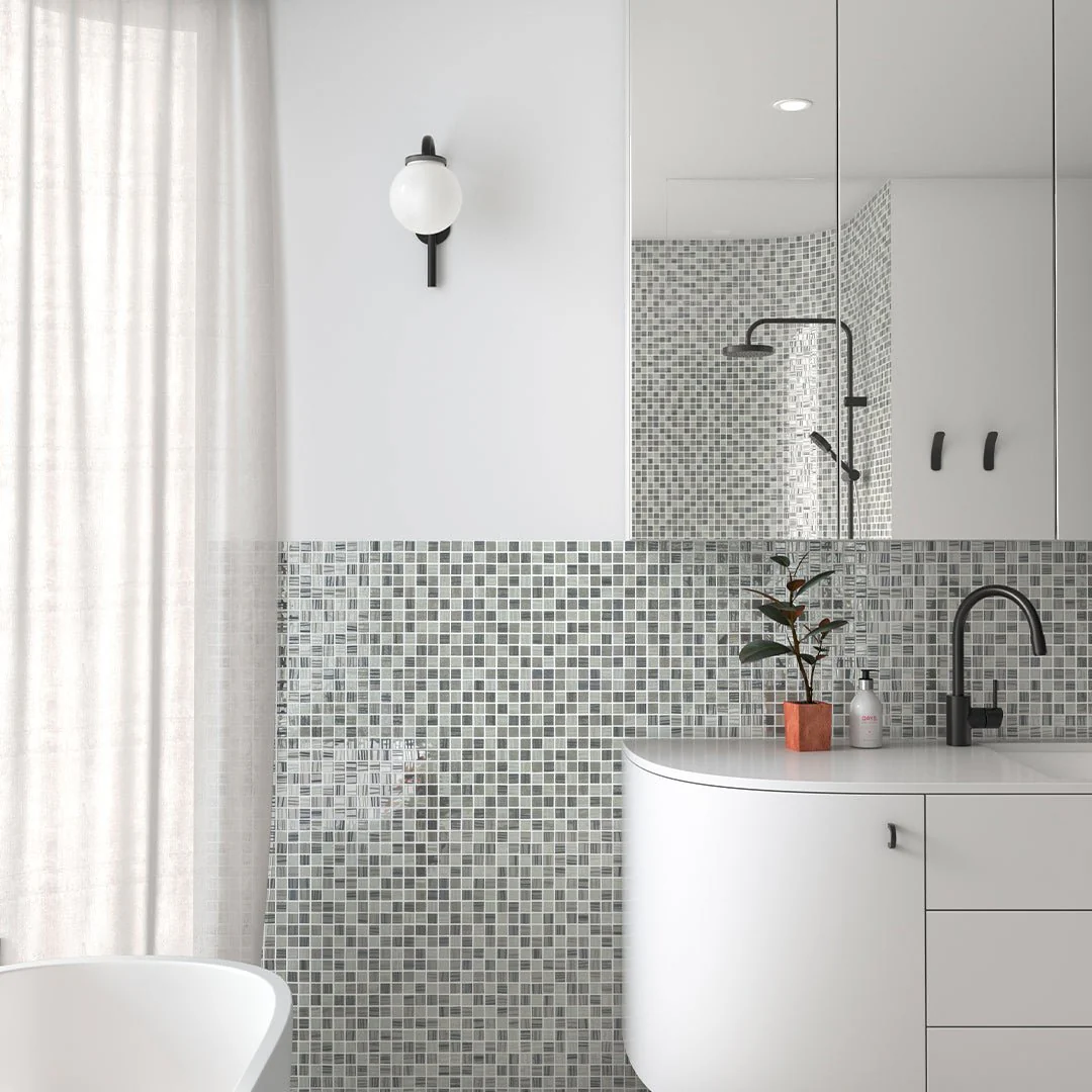 Tender Grey Mix, 1" x 1" - Glass Tile - Image 2
