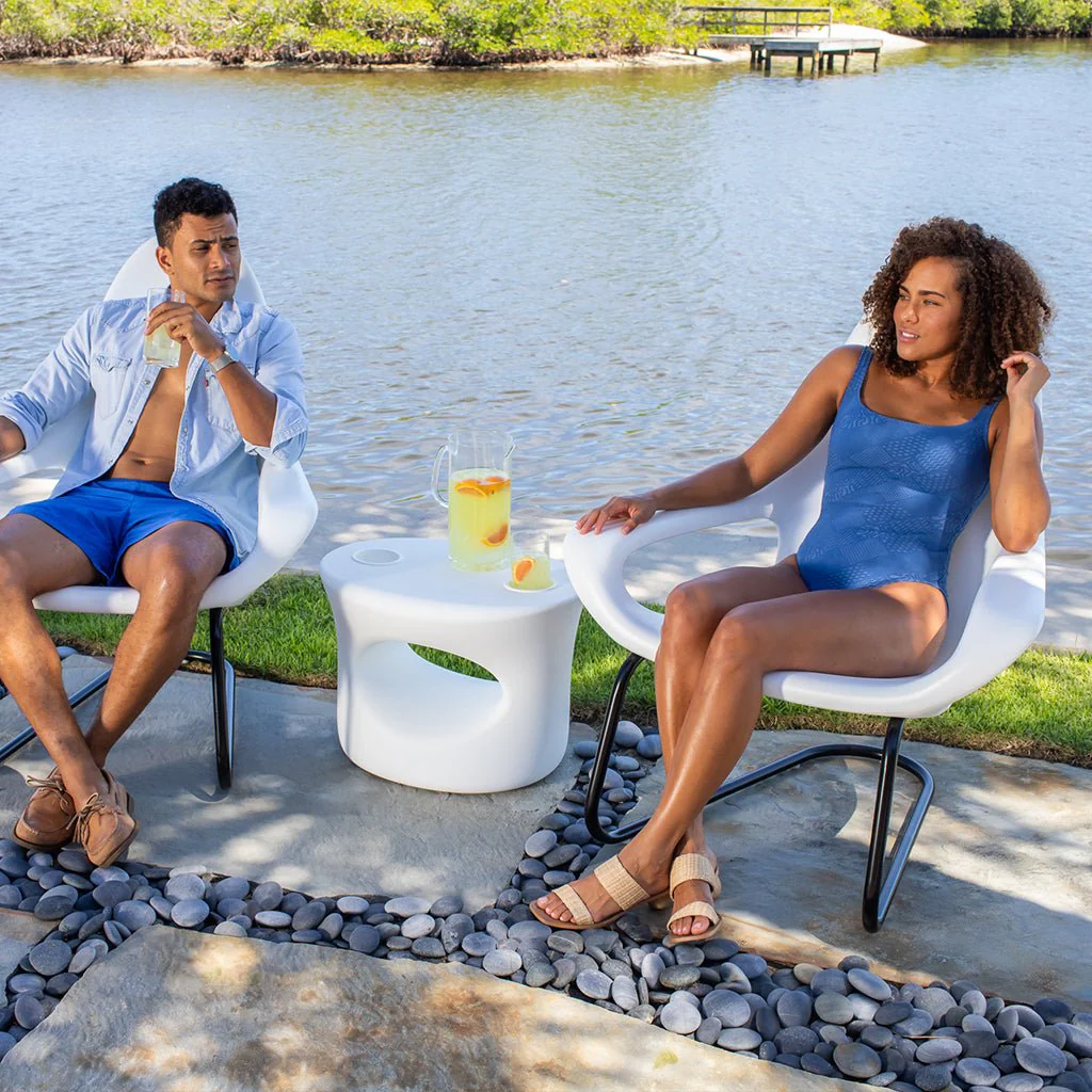 Amped Stool/Table with White Cupholders - Pool & Patio Table - Image 4