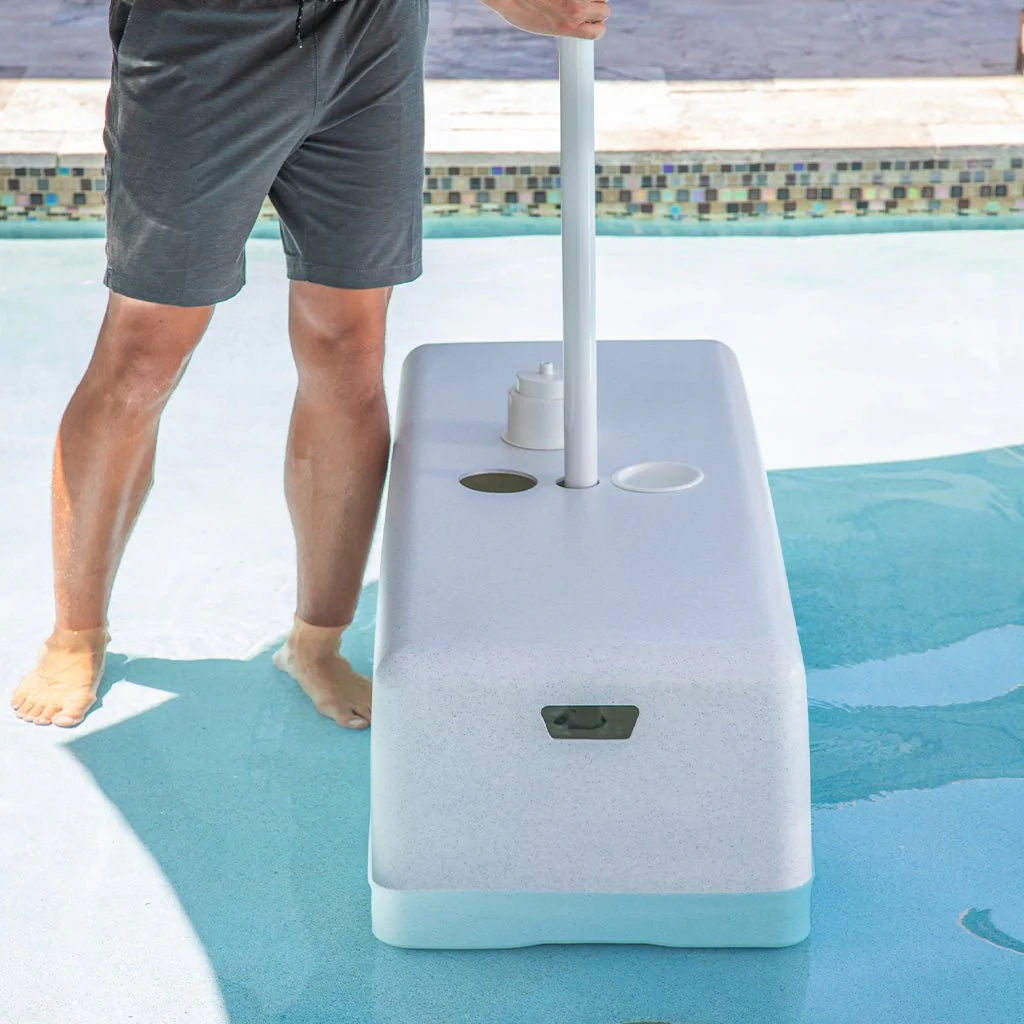 Dash Bench with Umbrella Hole and White Cupholders - Pool Accessory - Image 7