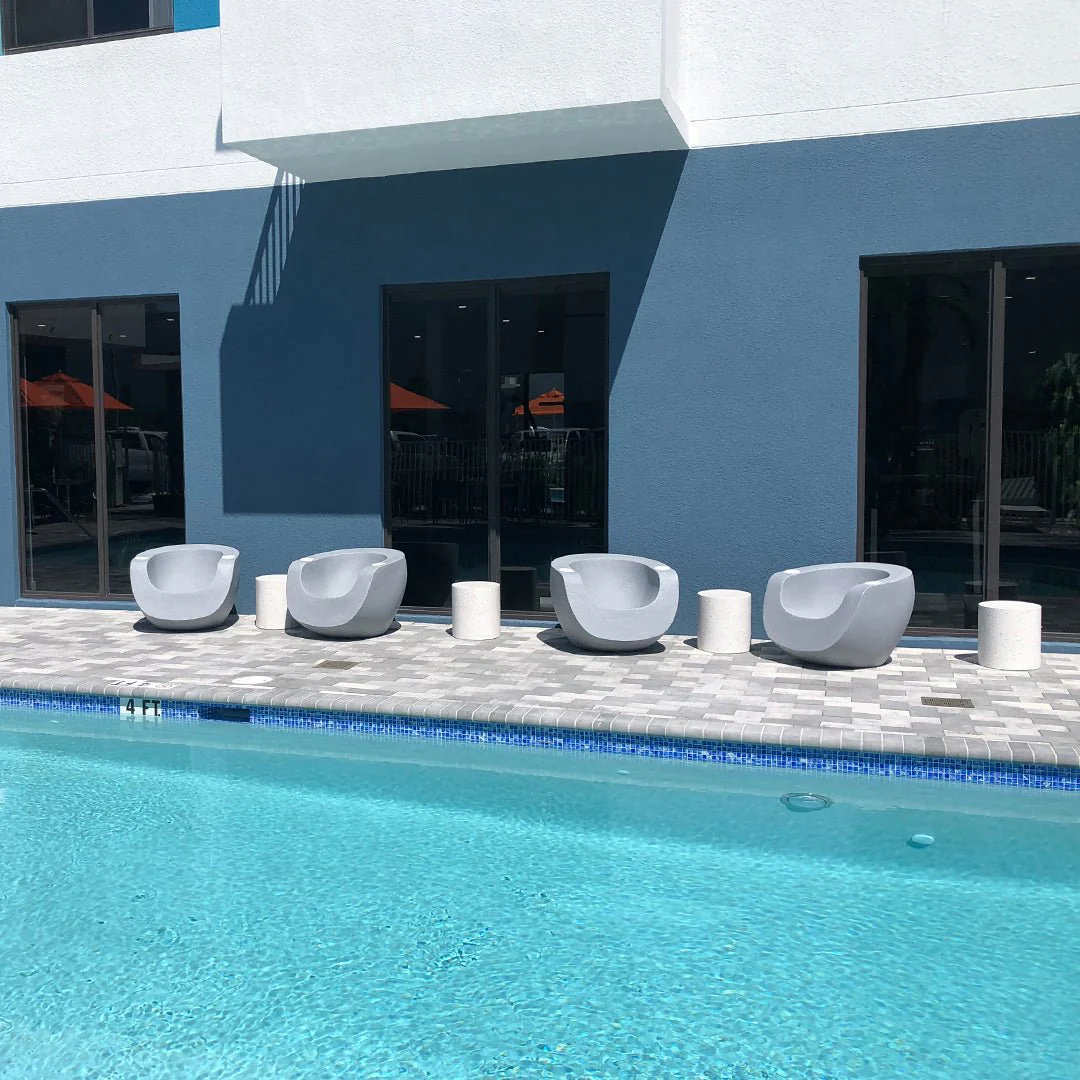 Moon Chair with White Cupholders (Set of Two) - Luxury Pool Chair - Image 7