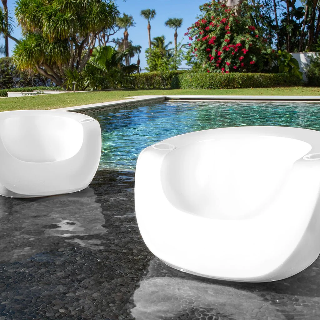 Moon Chair with White Cupholders (Set of Two) - Luxury Pool Chair - Image 8