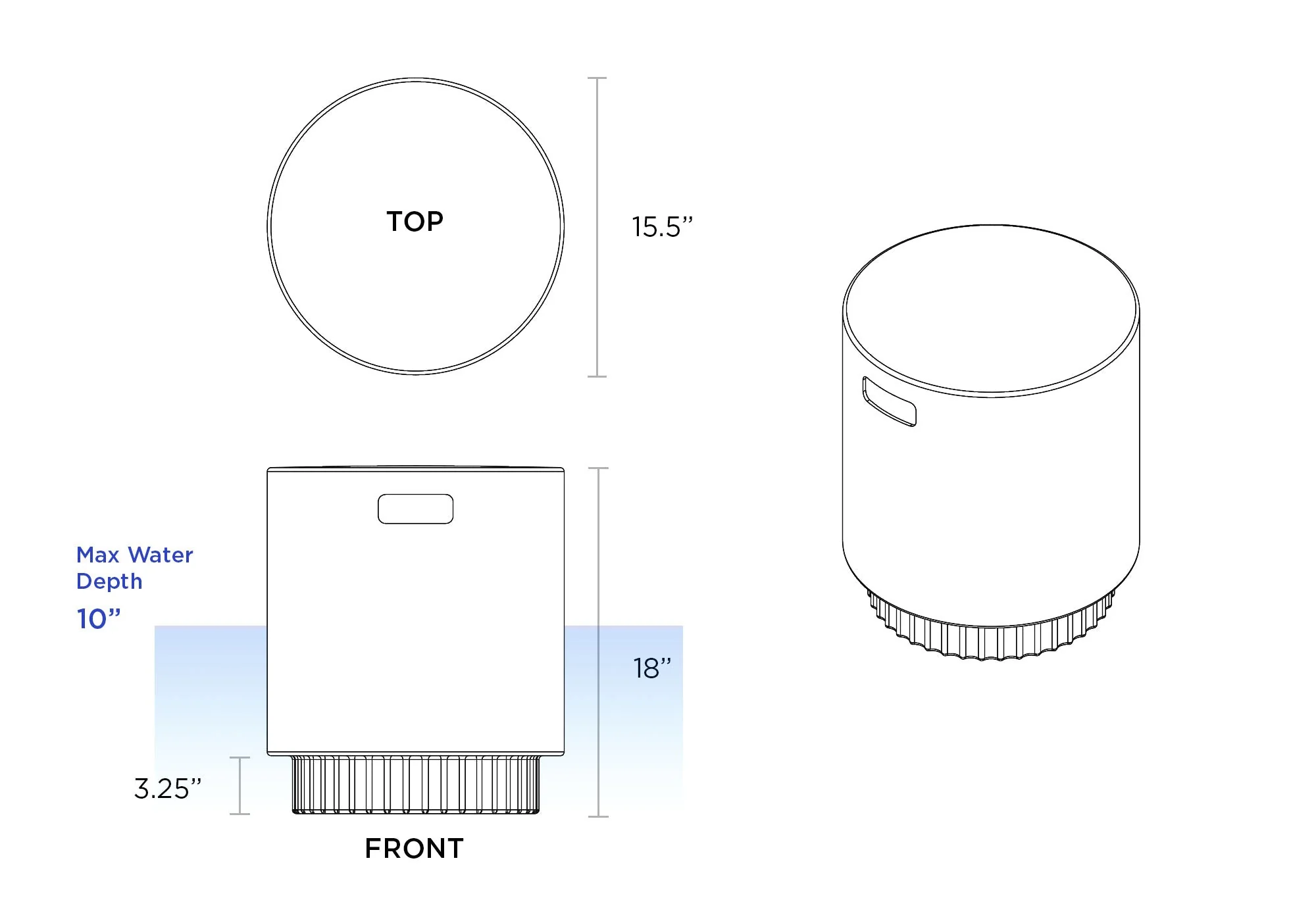 Ripple Side Table/Stool for In-Pool Use  - Pool & Patio Table - Image 7