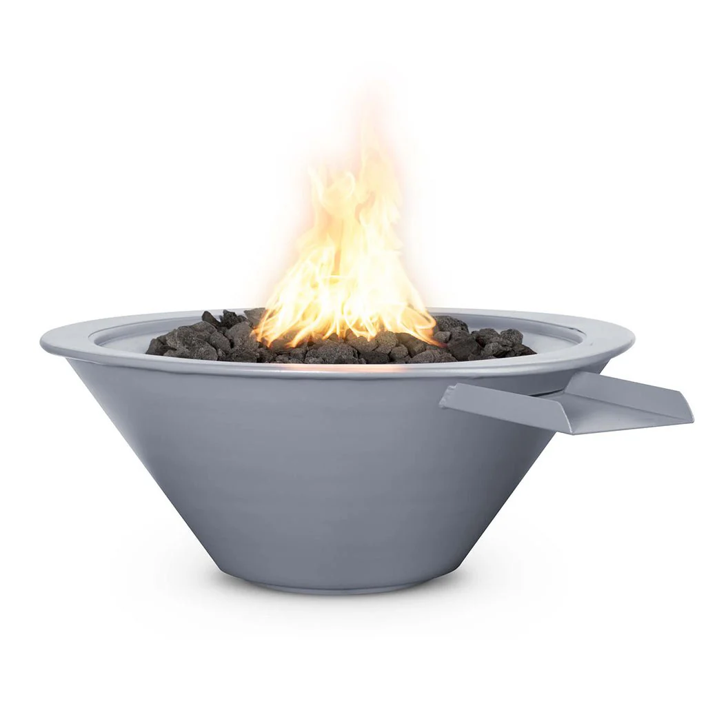 Cazo 30" Round Fire and Water Bowl, Powder Coated Metal - Pool Feature - Image 3