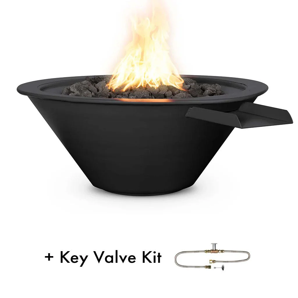 Cazo 24" Round Fire and Water Bowl, Powder Coated Metal - Pool Feature - Image 8