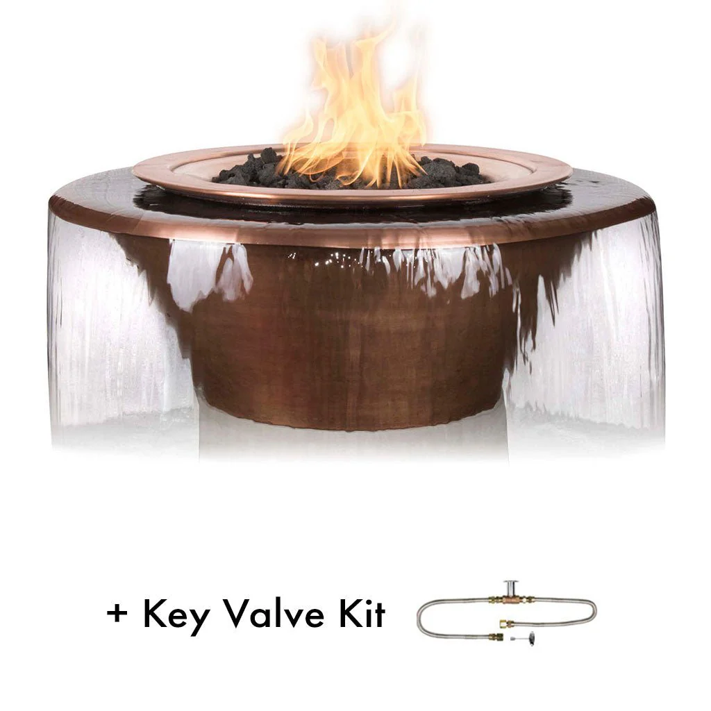 Cazo Round Hammered Copper Fire and Water Bowl, 360 Spill - Pool Feature - Image 4