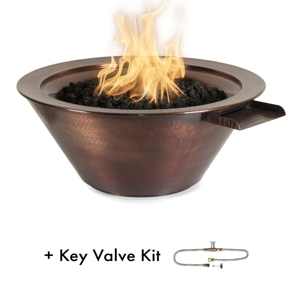 Cazo Round Hammered Copper Fire and Water Bowl - Pool Feature - Image 2