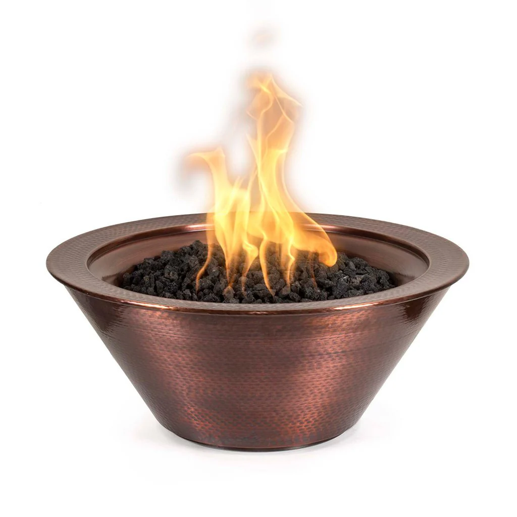 Cazo Round Fire Bowl, Hammered Copper - Fire Feature