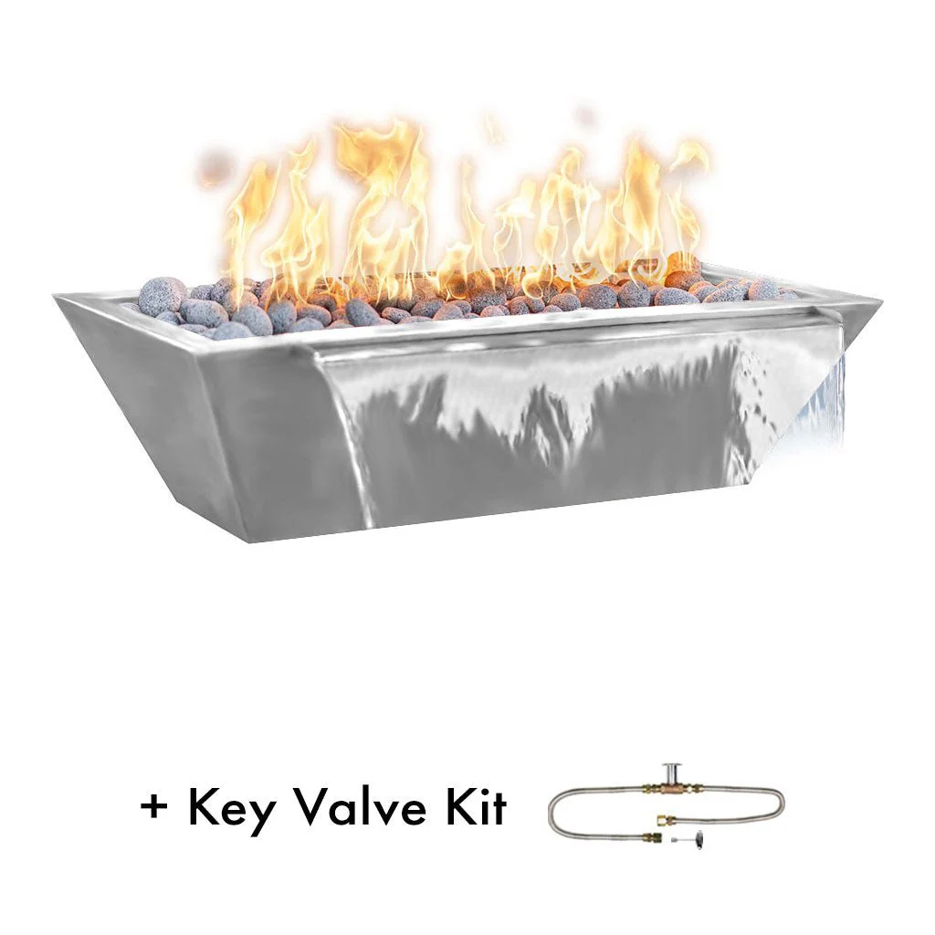 Maya Linear Fire and Water Bowl, Stainless Steel - Pool Feature - Image 2
