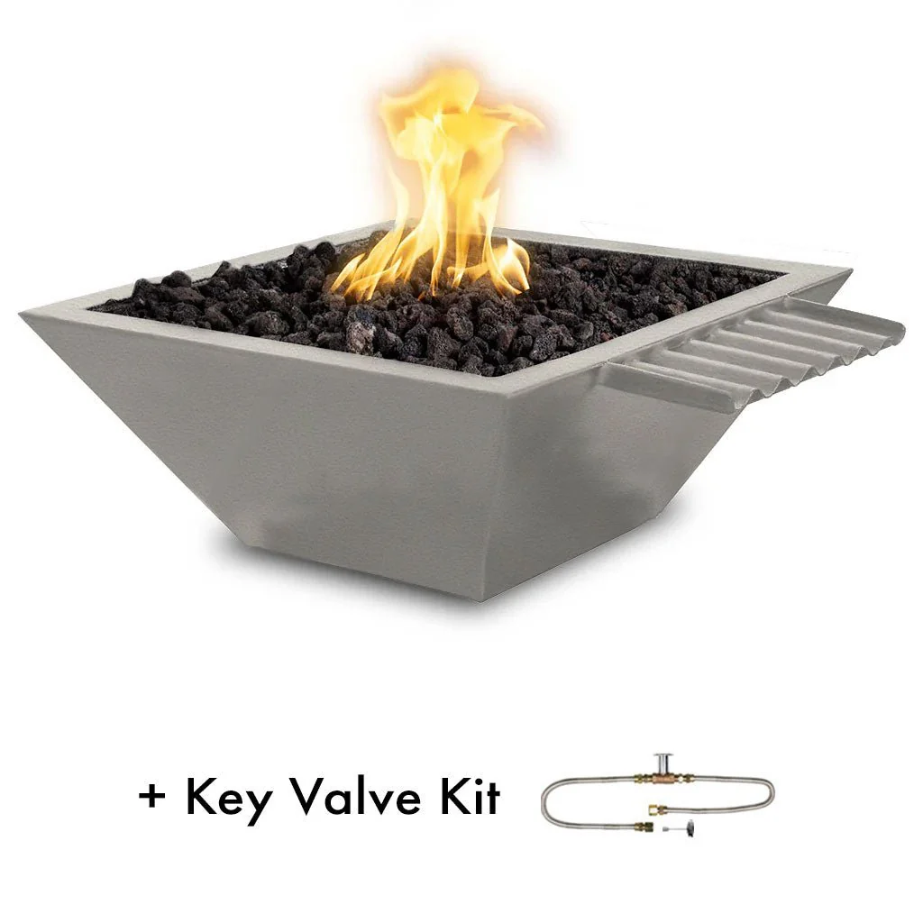 Maya 24" Fire and Water Bowl, Powder Coated Metal with Wave Scupper - Pool Feature - Image 12