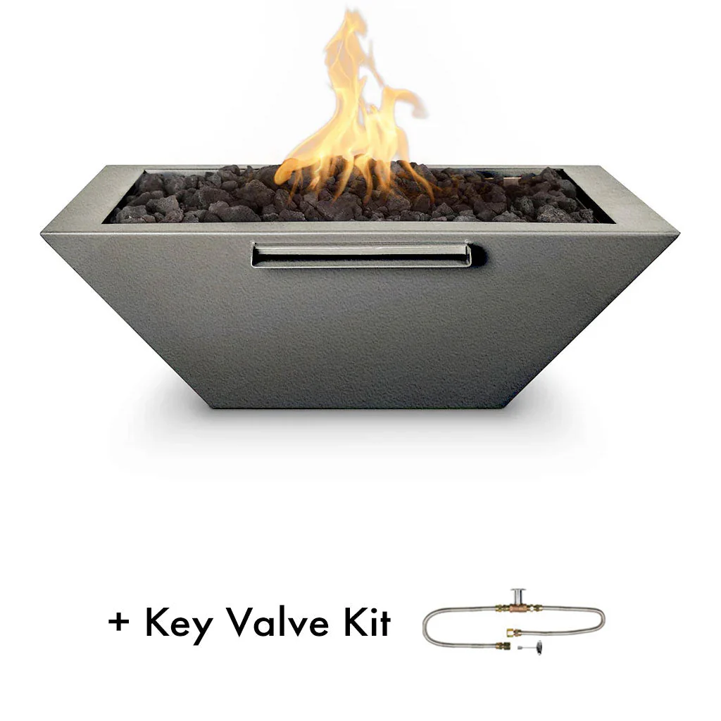 Maya 30" Square Fire and Water Bowl, Powder Coated Metal - Pool Feature - Image 12