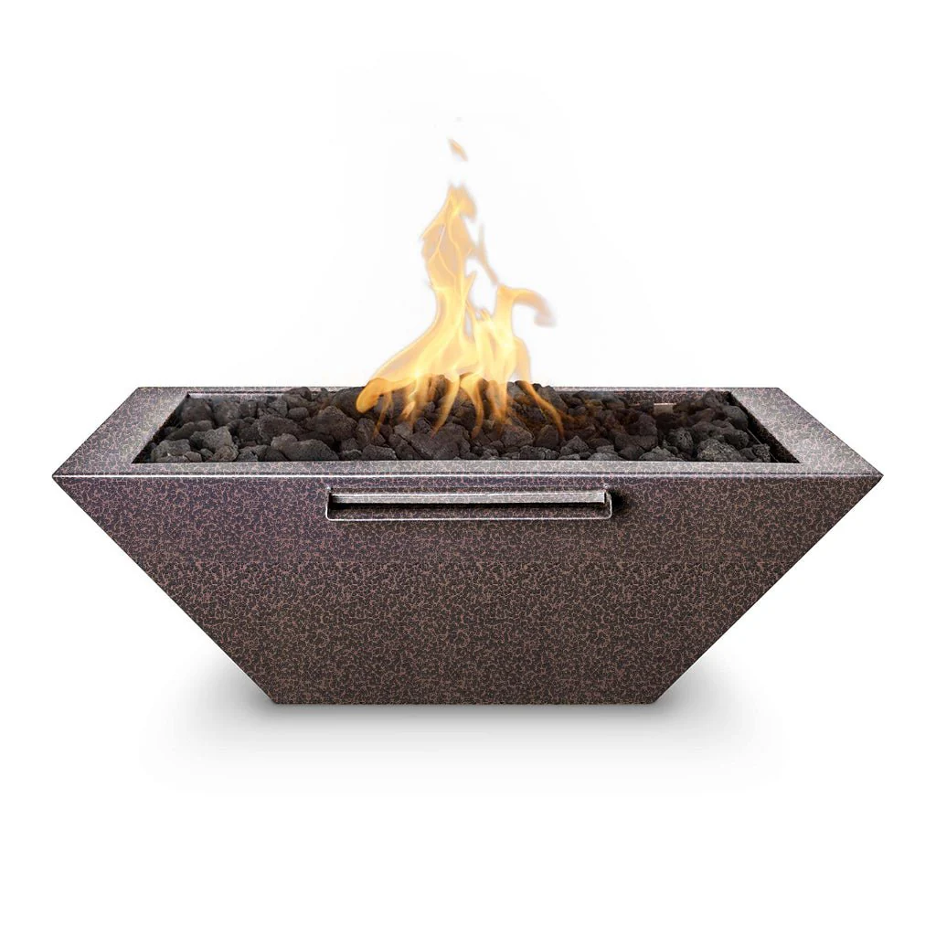 Maya 30" Square Fire and Water Bowl, Powder Coated Metal - Pool Feature - Image 2