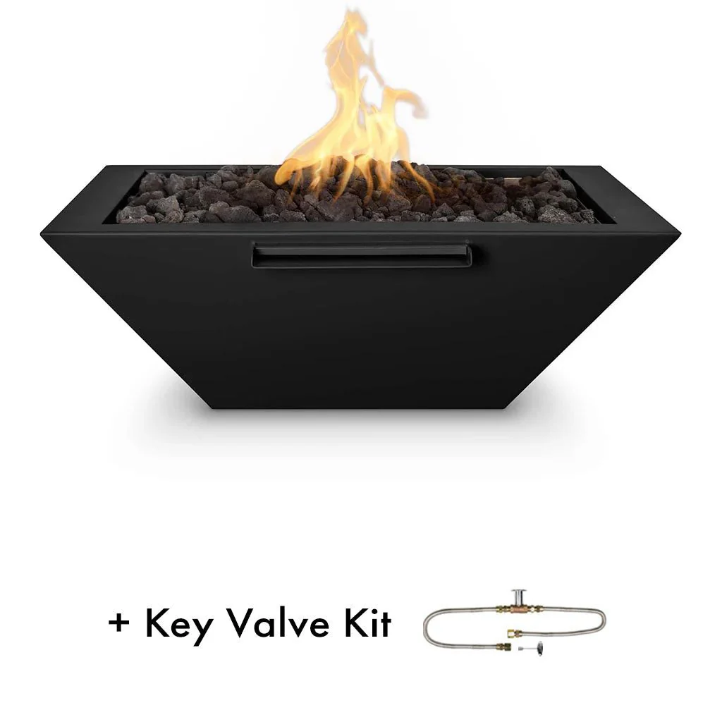 Maya 30" Square Fire and Water Bowl, Powder Coated Metal - Pool Feature - Image 8