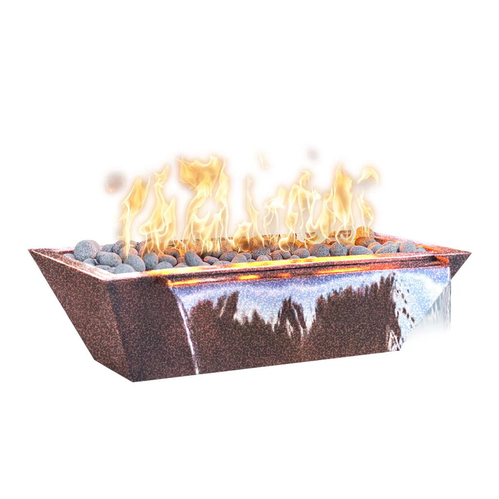 Maya 48" Linear Fire and Water Bowl, Powder Coated Metal - Pool Feature - Image 2