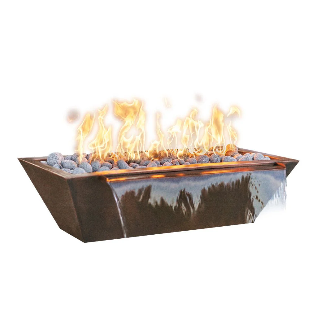 Maya 60" Linear Fire and Water Bowl, Powder Coated Metal - Pool Feature - Image 4