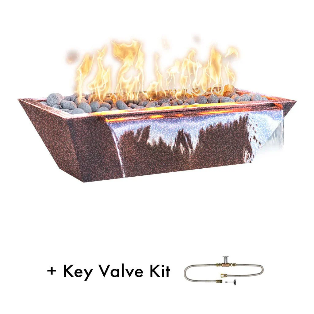 Maya 48" Linear Fire and Water Bowl, Powder Coated Metal - Pool Feature - Image 9