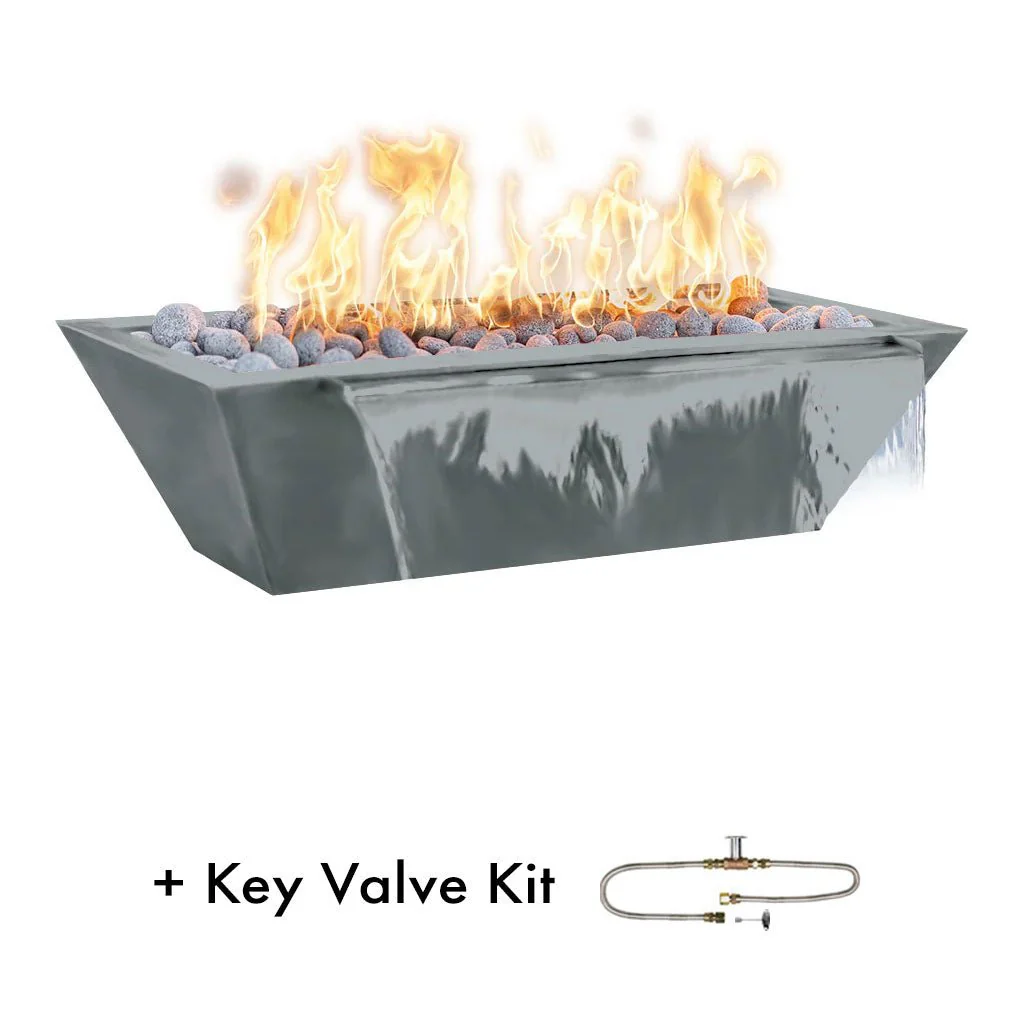 Maya 48" Linear Fire and Water Bowl, Powder Coated Metal - Pool Feature - Image 10