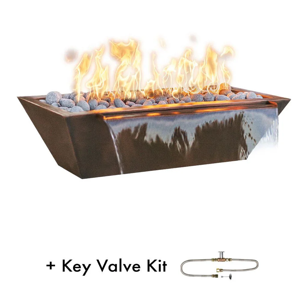 Maya 48" Linear Fire and Water Bowl, Powder Coated Metal - Pool Feature - Image 11