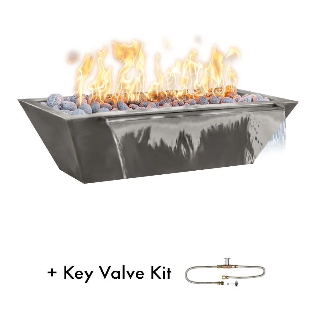 Maya 48" Linear Fire and Water Bowl, Powder Coated Metal - Pool Feature - Image 12
