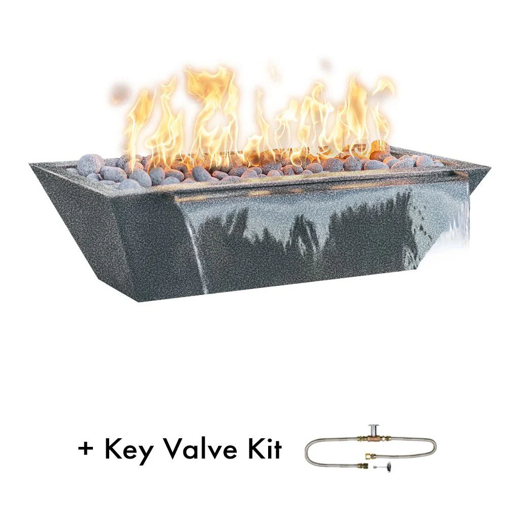 Maya 48" Linear Fire and Water Bowl, Powder Coated Metal - Pool Feature - Image 13