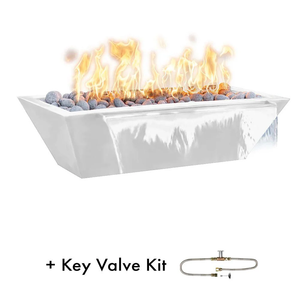 Maya 48" Linear Fire and Water Bowl, Powder Coated Metal - Pool Feature - Image 14