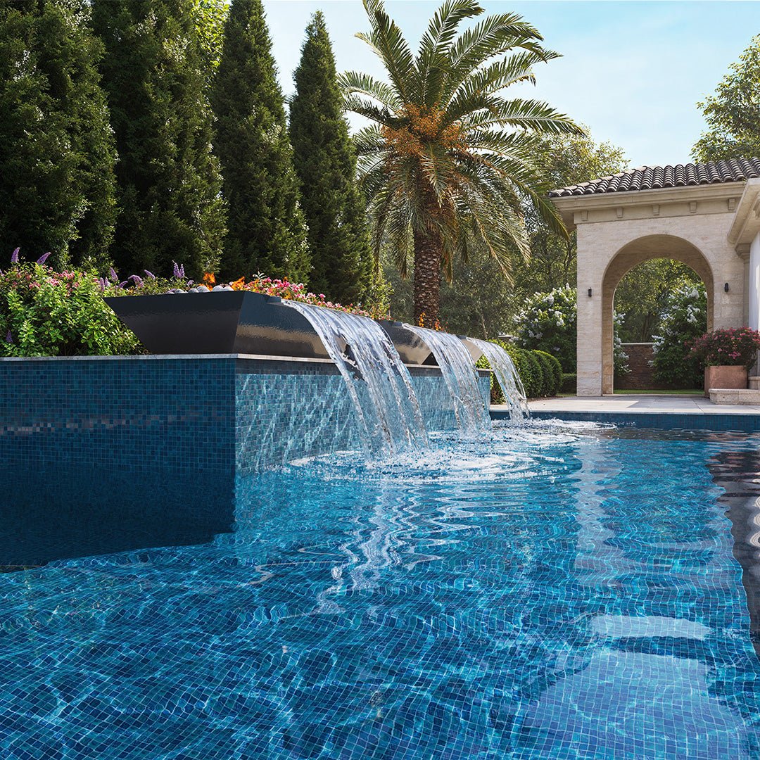 Maya 72" Linear Fire and Water Bowl, Powder Coated Metal - Pool Feature - Image 2