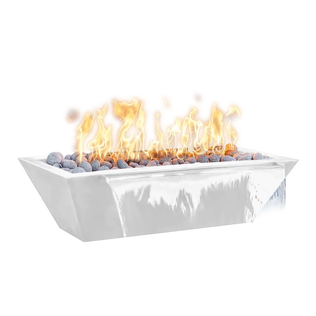 Maya 72" Linear Fire and Water Bowl, Powder Coated Metal - Pool Feature - Image 8