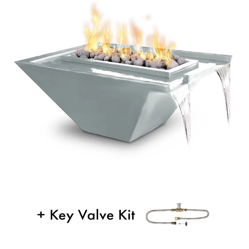 Nile Rectangular Fire and Water Bowl, Stainless Steel - Pool Feature - Image 2