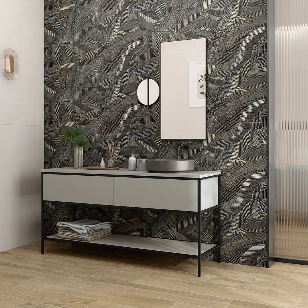 Tinsel Brown Leaf, 24" x 48" - Porcelain Tile - Image 3