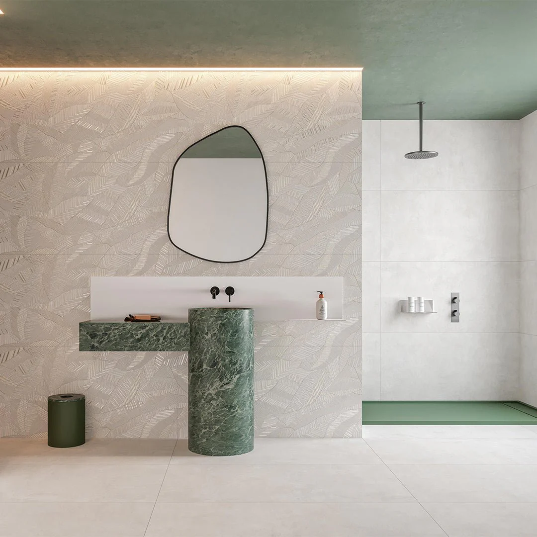 Tinsel White Leaf, 24" x 48" - Porcelain Tile - Image 2