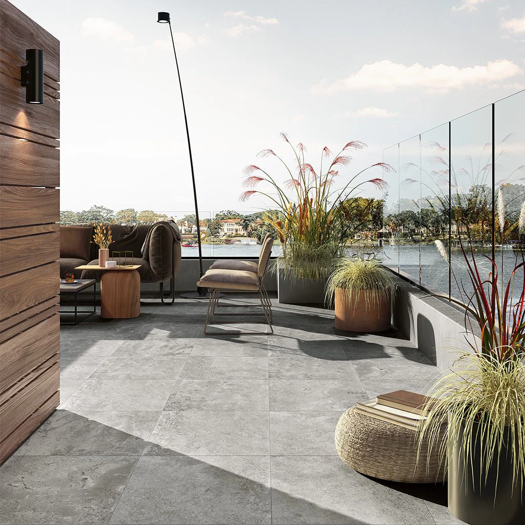 Travertino Gray, 24" x 24" - 2CM Outdoor Porcelain Paver - Image 3