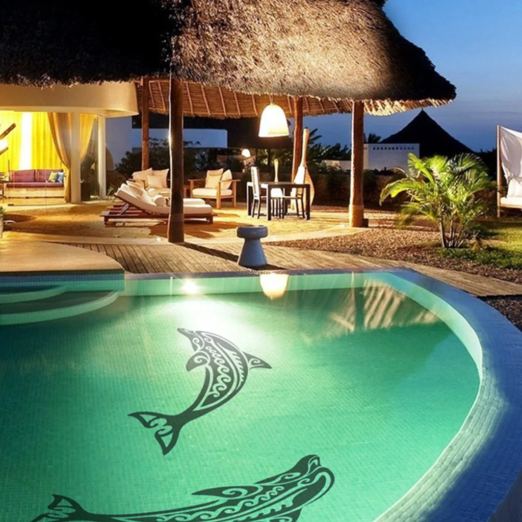 Tribal Dolphin - Black - Pool Mosaic - Image 2
