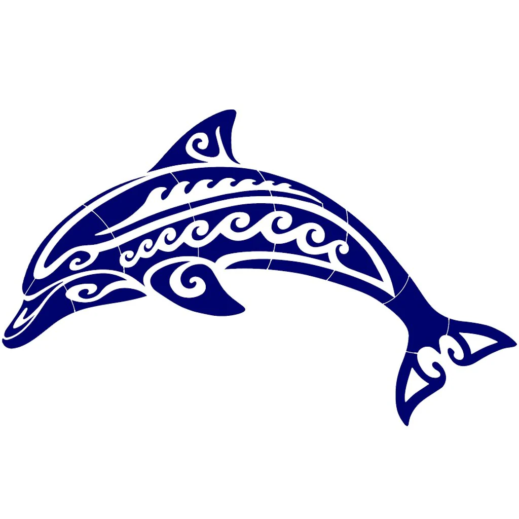 Tribal Dolphin - Blue - Pool Mosaic
