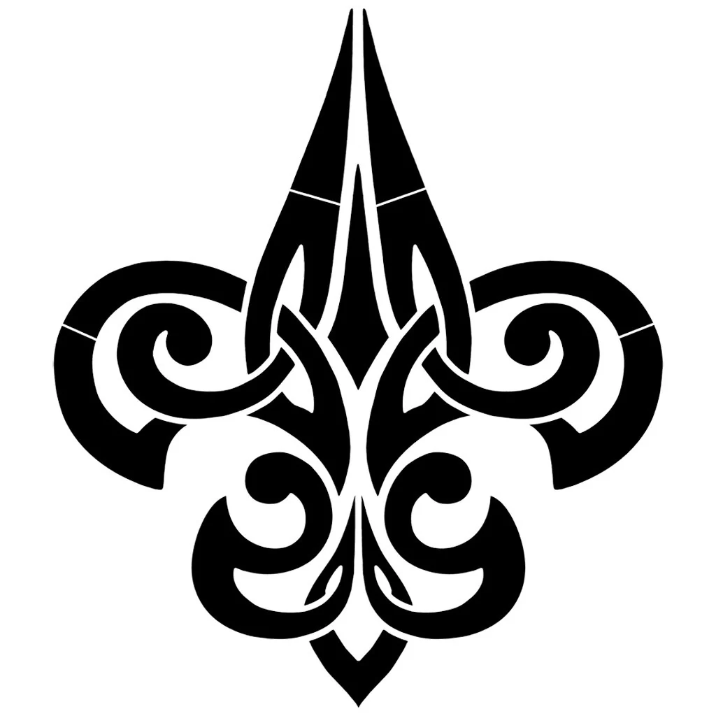 Tribal Fleur De Lis - Black - Pool Mosaic