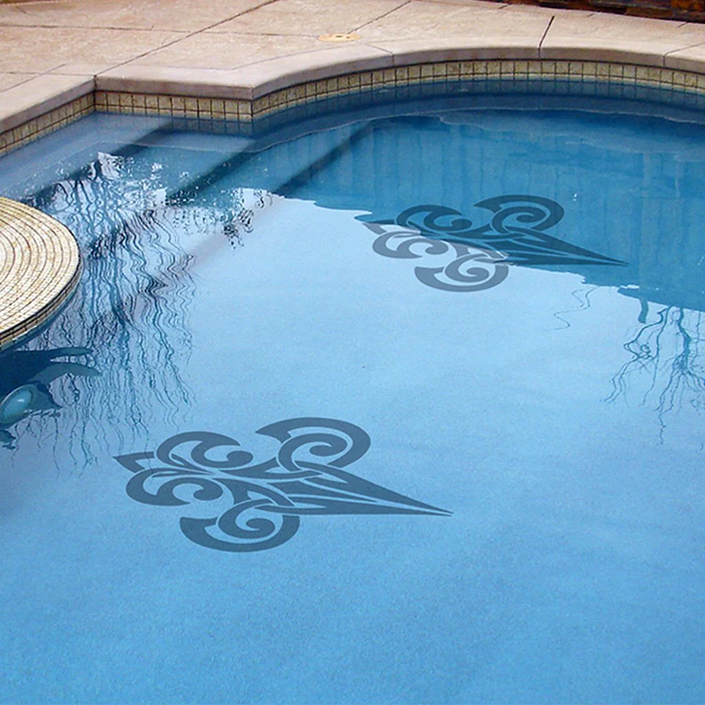 Tribal Fleur De Lis - Black - Pool Mosaic - Image 2