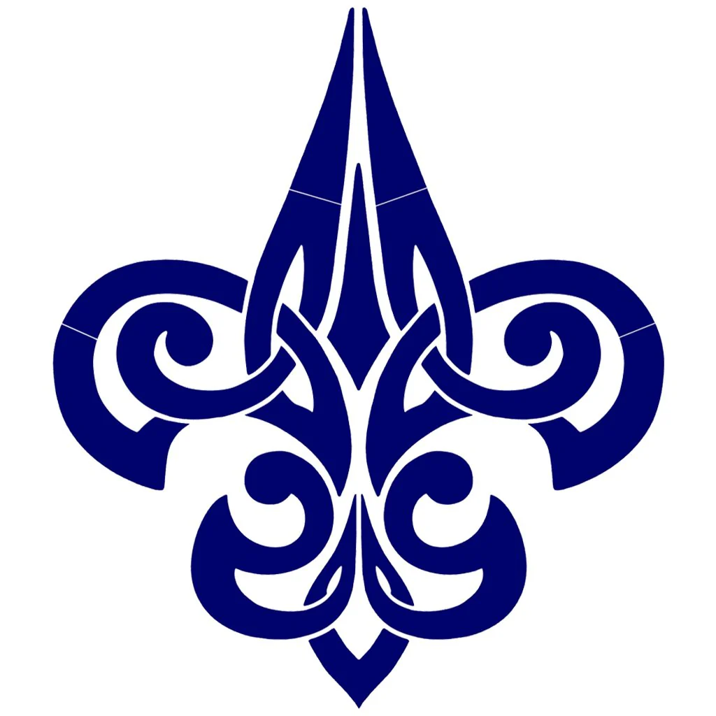 Tribal Fleur De Lis - Blue - Pool Mosaic