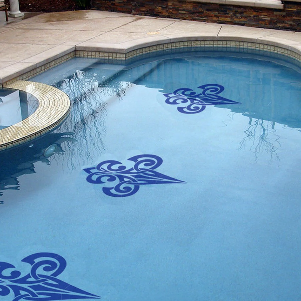 Tribal Fleur De Lis - Blue - Pool Mosaic - Image 2