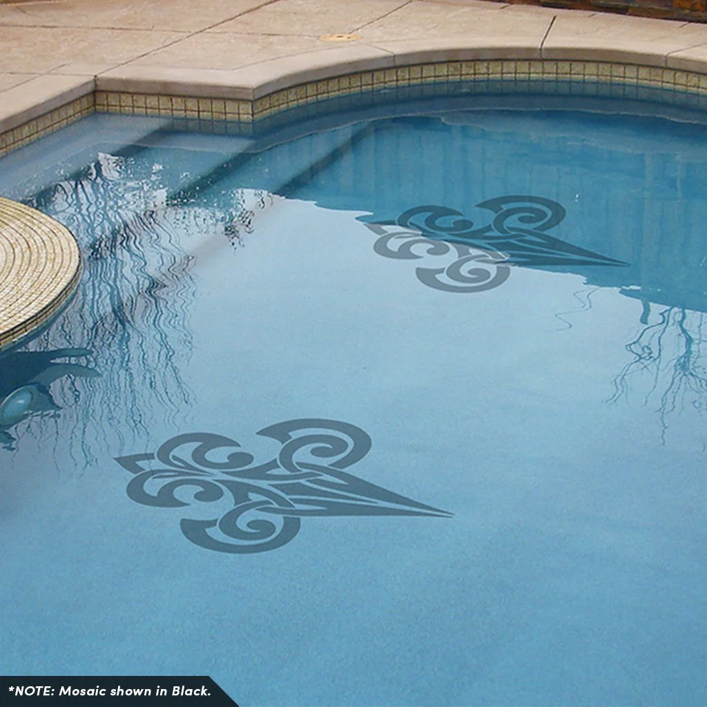 Tribal Fleur De Lis - Blue - Pool Mosaic - Image 3