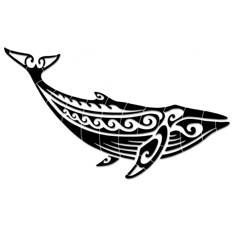 Tribal Humpback Whale - Black - Pool Mosaic