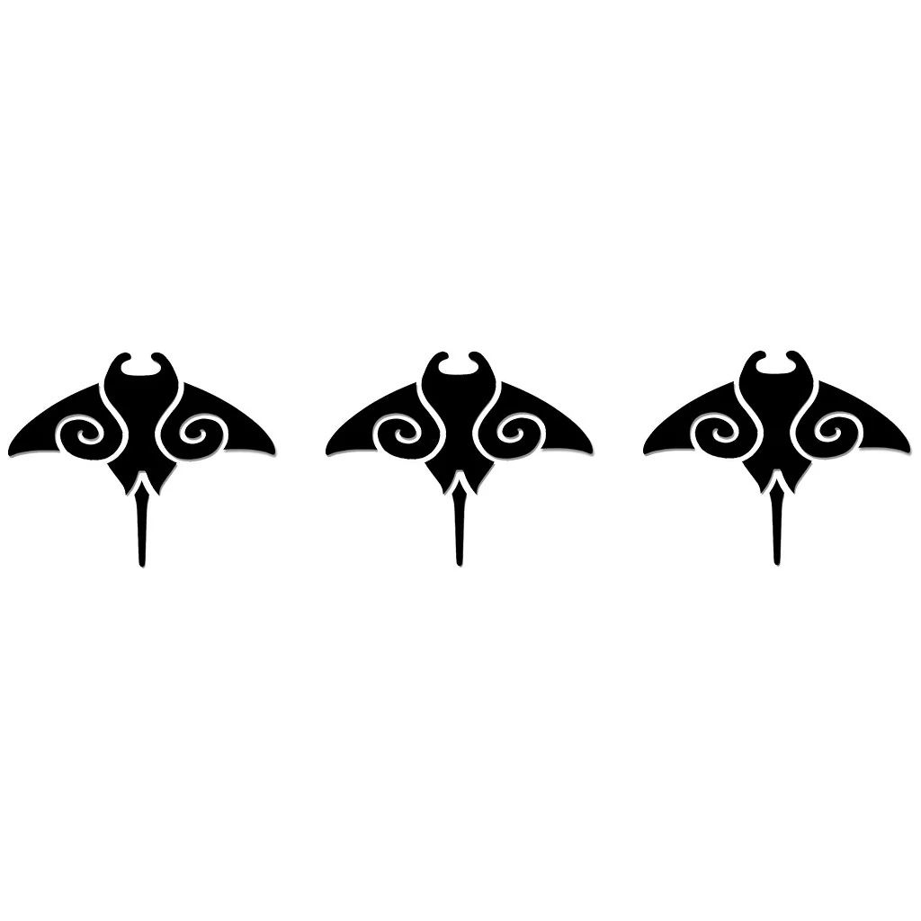 Tribal Manta Ray Step Marker - Black (Set of 3) - Pool Mosaic