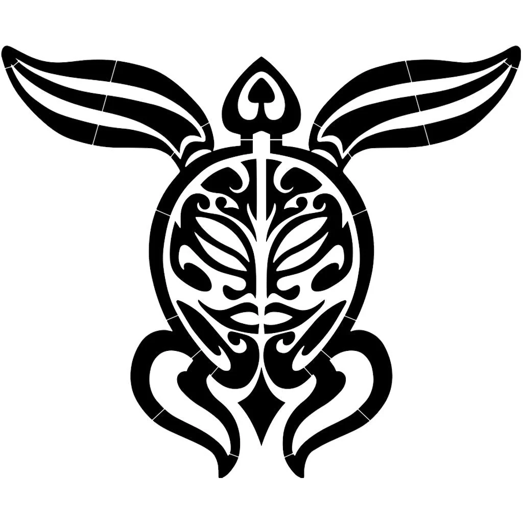 Tribal Turtle - Black - Pool Mosaic