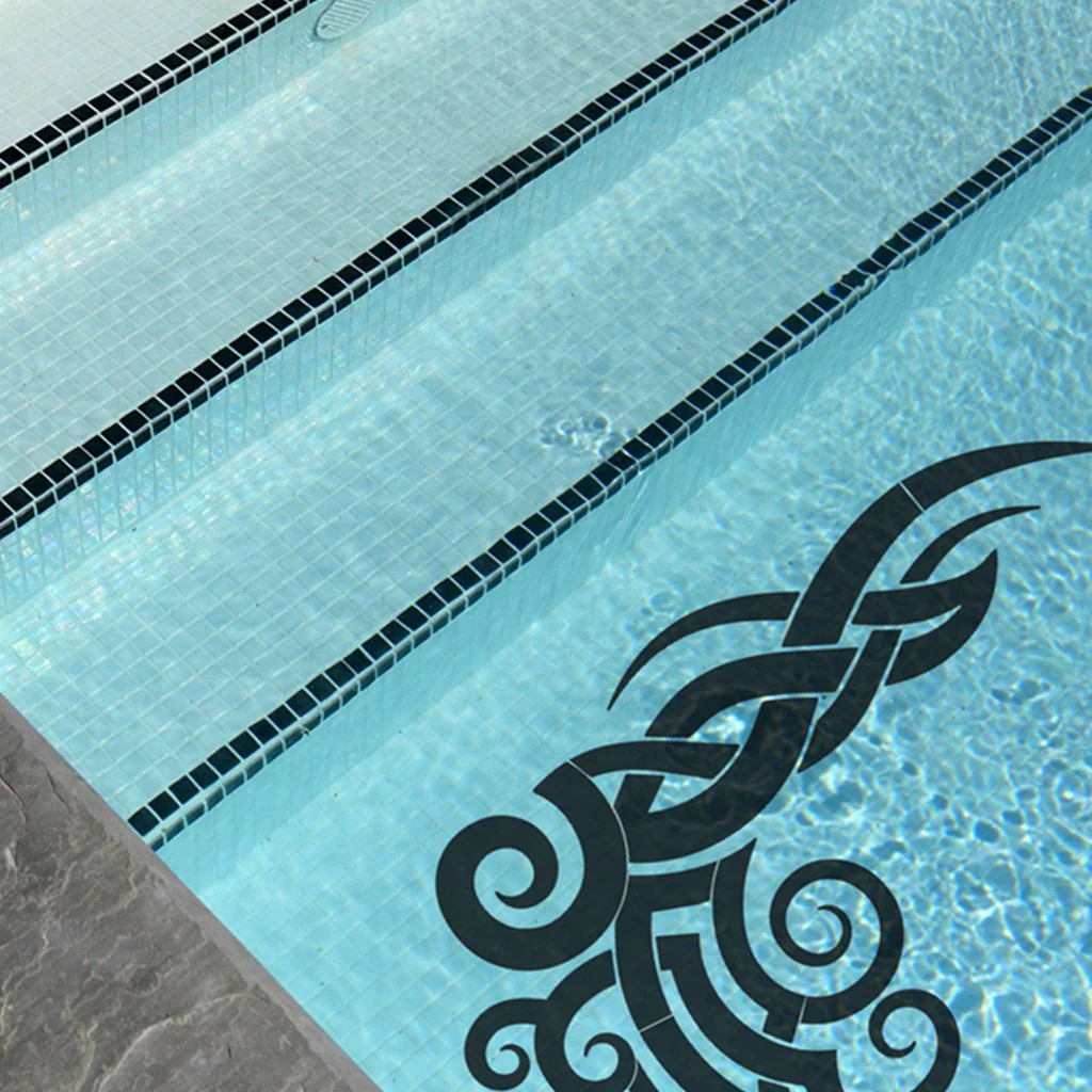 Tribal Wave - Black - Pool Mosaic - Image 2