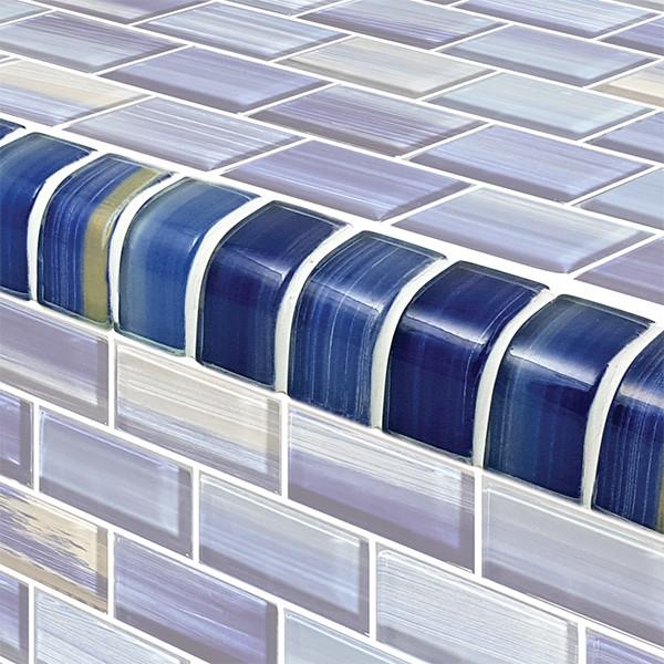 Blue, Trim 1" x 2" - Glass Tile
