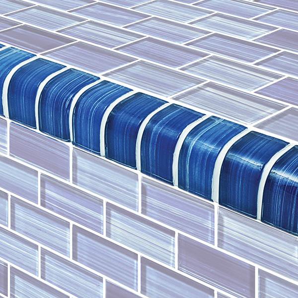 Caribbean Blue, Trim 1" x 2" - Glass Tile