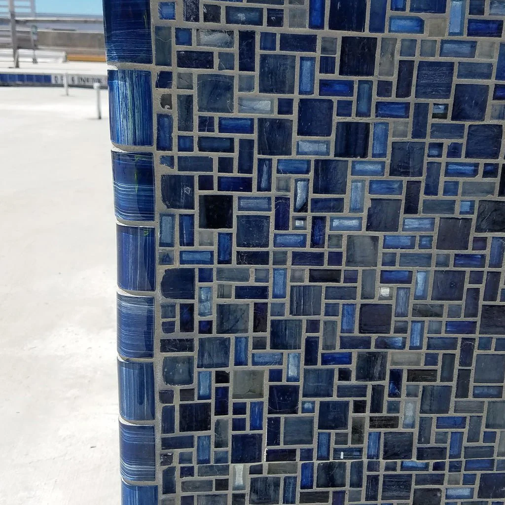 Caribbean Blue, Trim 2" x 2" - Glass Tile - Image 2