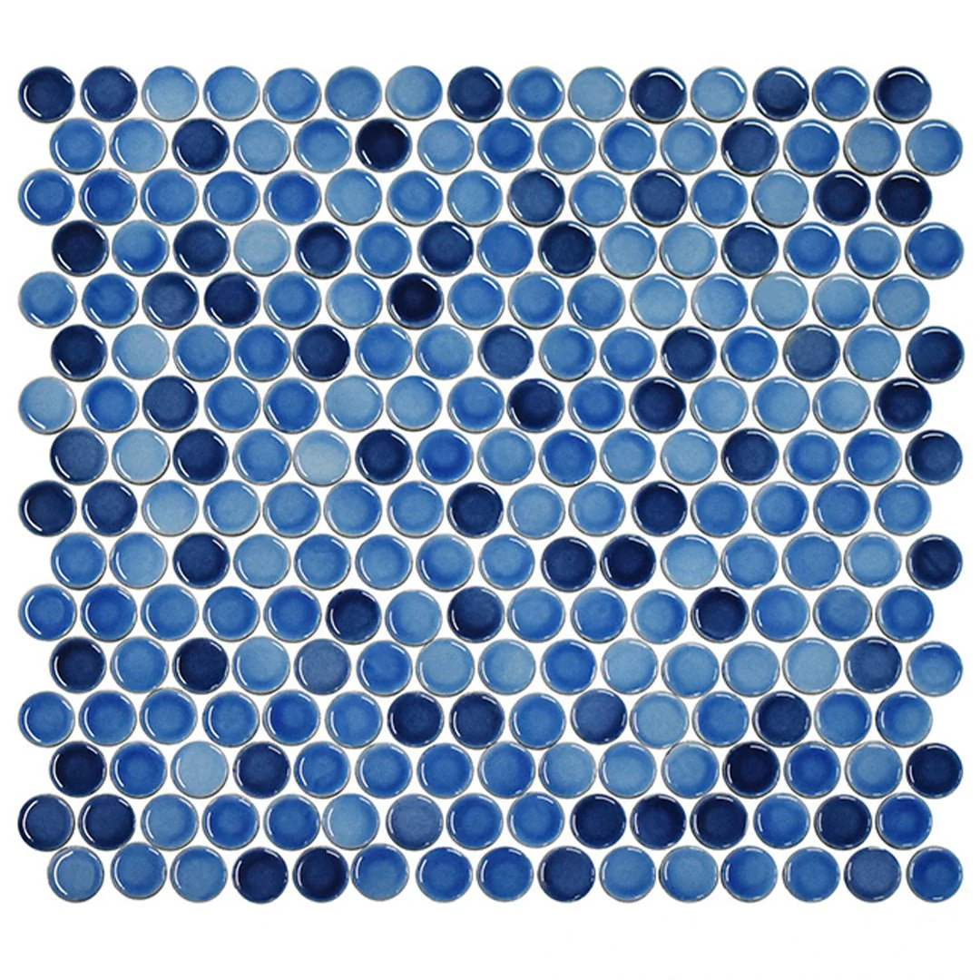 Ultramarine Blue, Penny Round Mosaic - Porcelain Tile