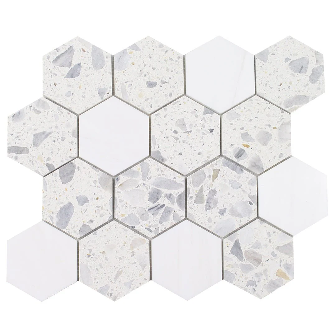 Venice Blue Hexagon Dolomite Terrazzo - Stone Tile